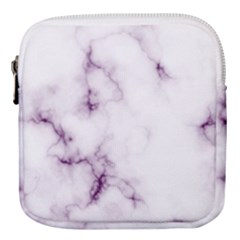 White Marble Violet Purple Veins Accents Texture Printed Floor Background Luxury Mini Square Pouch by genx