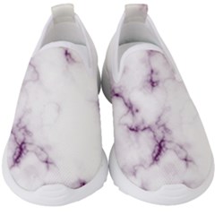 White Marble Violet Purple Veins Accents Texture Printed Floor Background Luxury Kids  Slip On Sneakers by genx