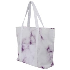 White Marble Violet Purple Veins Accents Texture Printed Floor Background Luxury Zip Up Canvas Bag by genx