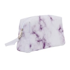 White Marble Violet Purple Veins Accents Texture Printed Floor Background Luxury Wristlet Pouch Bag (medium) by genx