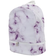 White Marble Violet Purple Veins Accents Texture Printed Floor Background Luxury Zip Bottom Backpack by genx