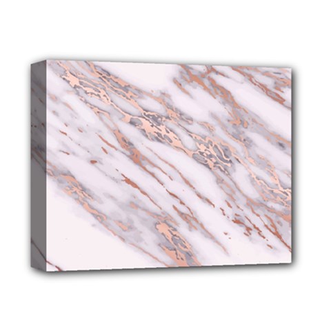 Marble With Metallic Rose Gold Intrusions On Gray White Stone Texture Pastel Pink Background Deluxe Canvas 14  X 11  (stretched) by genx