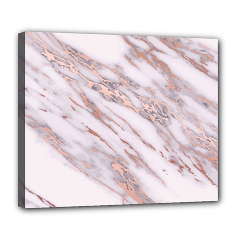 Marble With Metallic Rose Gold Intrusions On Gray White Stone Texture Pastel Pink Background Deluxe Canvas 24  X 20  (stretched) by genx