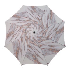 Marble With Metallic Rose Gold Intrusions On Gray White Stone Texture Pastel Pink Background Golf Umbrellas by genx