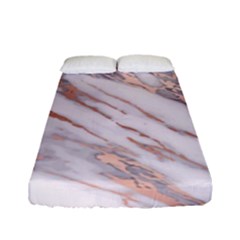 Marble with Metallic Rose Gold intrusions on gray white Stone texture Pastel Pink Background Fitted Sheet (Full/ Double Size)