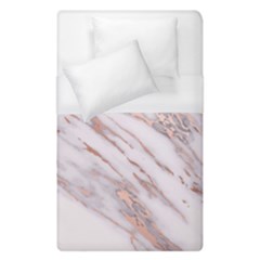 Marble With Metallic Rose Gold Intrusions On Gray White Stone Texture Pastel Pink Background Duvet Cover (single Size) by genx