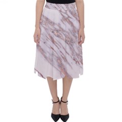 Marble with Metallic Rose Gold intrusions on gray white Stone texture Pastel Pink Background Classic Midi Skirt