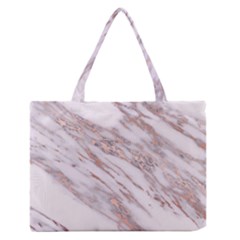 Marble With Metallic Rose Gold Intrusions On Gray White Stone Texture Pastel Pink Background Zipper Medium Tote Bag by genx