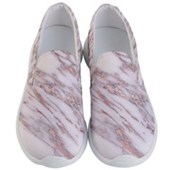 Marble With Metallic Rose Gold Intrusions On Gray White Stone Texture Pastel Pink Background Men s Lightweight Slip Ons by genx