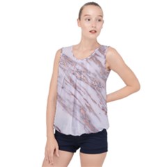 Marble With Metallic Rose Gold Intrusions On Gray White Stone Texture Pastel Pink Background Bubble Hem Chiffon Tank Top by genx