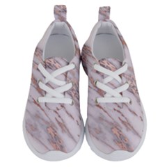 Marble With Metallic Rose Gold Intrusions On Gray White Stone Texture Pastel Pink Background Running Shoes by genx