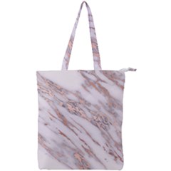 Marble With Metallic Rose Gold Intrusions On Gray White Stone Texture Pastel Pink Background Double Zip Up Tote Bag by genx