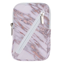 Marble With Metallic Rose Gold Intrusions On Gray White Stone Texture Pastel Pink Background Belt Pouch Bag (small) by genx