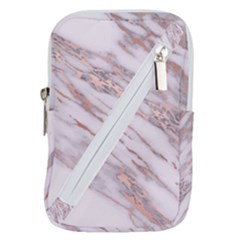 Marble With Metallic Rose Gold Intrusions On Gray White Stone Texture Pastel Pink Background Belt Pouch Bag (large) by genx