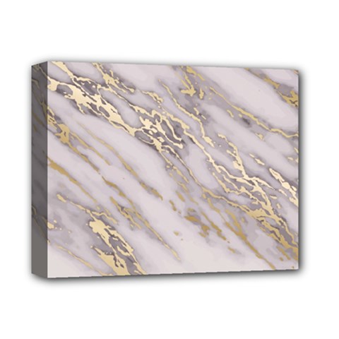 Marble With Metallic Gold Intrusions On Gray White Stone Texture Pastel Rose Pink Background Deluxe Canvas 14  X 11  (stretched) by genx
