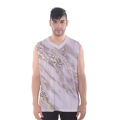 Marble With Metallic Gold Intrusions On Gray White Stone Texture Pastel Rose Pink Background Men s Sportswear by genx