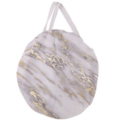 Marble With Metallic Gold Intrusions On Gray White Stone Texture Pastel Rose Pink Background Giant Round Zipper Tote by genx