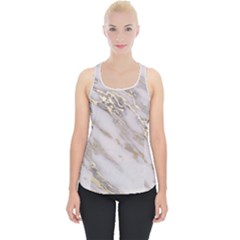 Marble With Metallic Gold Intrusions On Gray White Stone Texture Pastel Rose Pink Background Piece Up Tank Top by genx