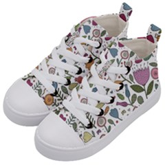 Floral Pattern Kids  Mid-top Canvas Sneakers