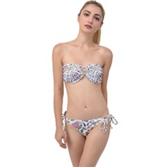 Floral Pattern Twist Bandeau Bikini Set by Valentinaart