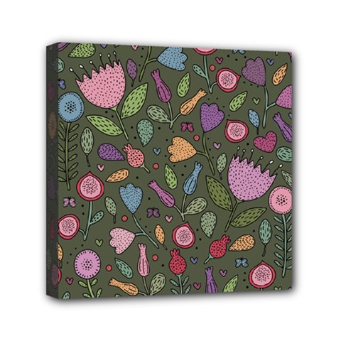 Floral pattern Mini Canvas 6  x 6  (Stretched)