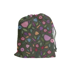 Floral pattern Drawstring Pouch (Large)