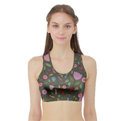 Floral pattern Sports Bra with Border