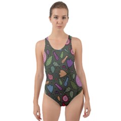 Floral pattern Cut-Out Back One Piece Swimsuit