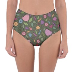 Floral pattern Reversible High-Waist Bikini Bottoms