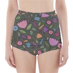 Floral pattern High-Waisted Bikini Bottoms