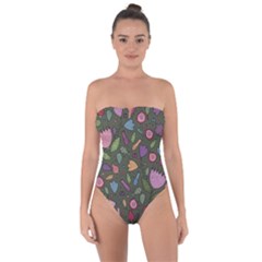 Floral pattern Tie Back One Piece Swimsuit