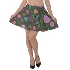 Floral pattern Velvet Skater Skirt
