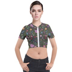 Floral pattern Short Sleeve Cropped Jacket