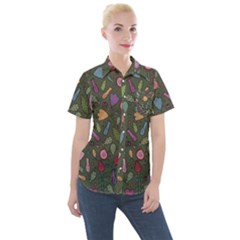 Floral pattern Women s Short Sleeve Pocket Shirt