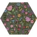 Floral pattern Wooden Puzzle Hexagon View1