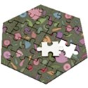 Floral pattern Wooden Puzzle Hexagon View2