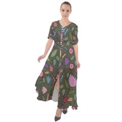 Floral pattern Waist Tie Boho Maxi Dress