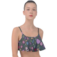 Floral pattern Frill Bikini Top