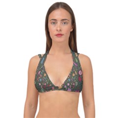 Floral pattern Double Strap Halter Bikini Top