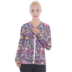 Floral Pattern Casual Zip Up Jacket by Valentinaart