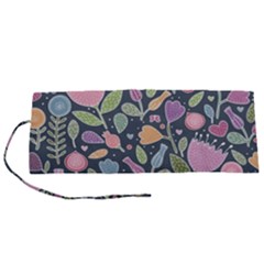 Floral Pattern Roll Up Canvas Pencil Holder (s) by Valentinaart