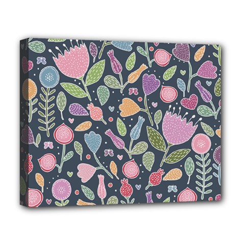 Floral Pattern Deluxe Canvas 20  X 16  (stretched)