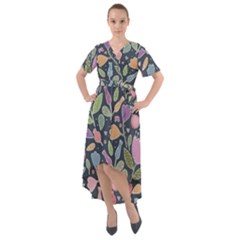 Floral Pattern Front Wrap High Low Dress by Valentinaart