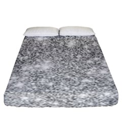 Silver And White Glitters Metallic Finish Party Texture Background Imitation Fitted Sheet (king Size) by genx