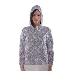 Silver And White Glitters Metallic Finish Party Texture Background Imitation Women s Hooded Windbreaker by genx