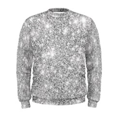 Silver And White Glitters Metallic Finish Party Texture Background Imitation Men s Sweatshirt
