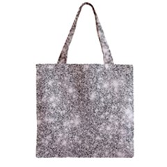 Silver And White Glitters Metallic Finish Party Texture Background Imitation Zipper Grocery Tote Bag by genx