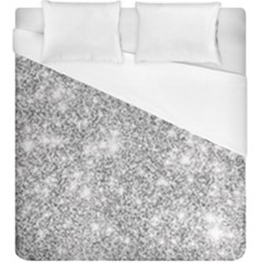 Silver And White Glitters Metallic Finish Party Texture Background Imitation Duvet Cover (king Size) by genx