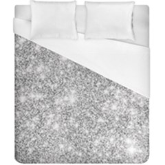 Silver And White Glitters Metallic Finish Party Texture Background Imitation Duvet Cover (california King Size) by genx