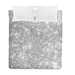 Silver And White Glitters Metallic Finish Party Texture Background Imitation Duvet Cover Double Side (full/ Double Size) by genx